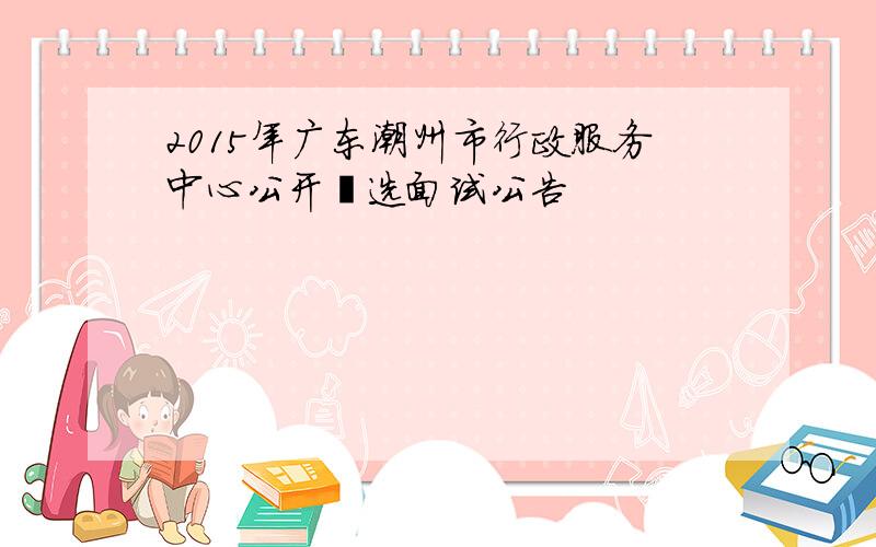 2015年广东潮州市行政服务中心公开遴选面试公告