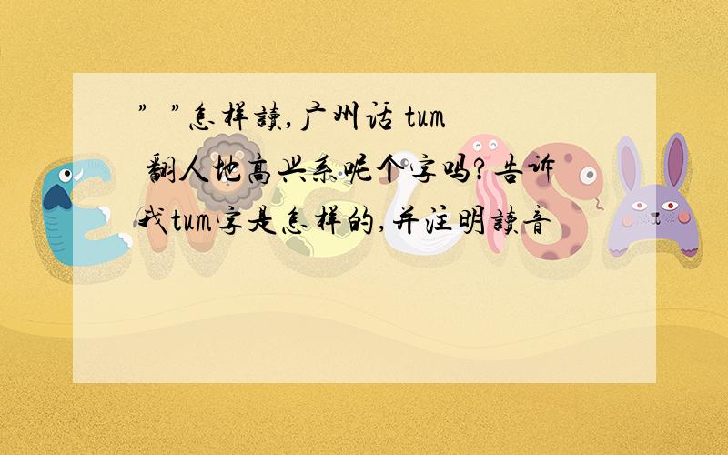 ”氹”怎样读,广州话 tum 翻人地高兴系呢个字吗?告诉我tum字是怎样的,并注明读音