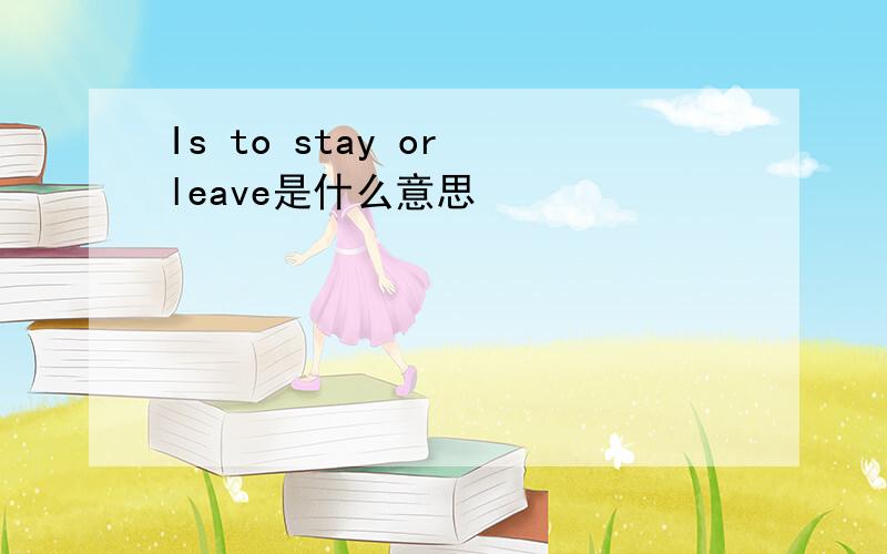 Is to stay or leave是什么意思