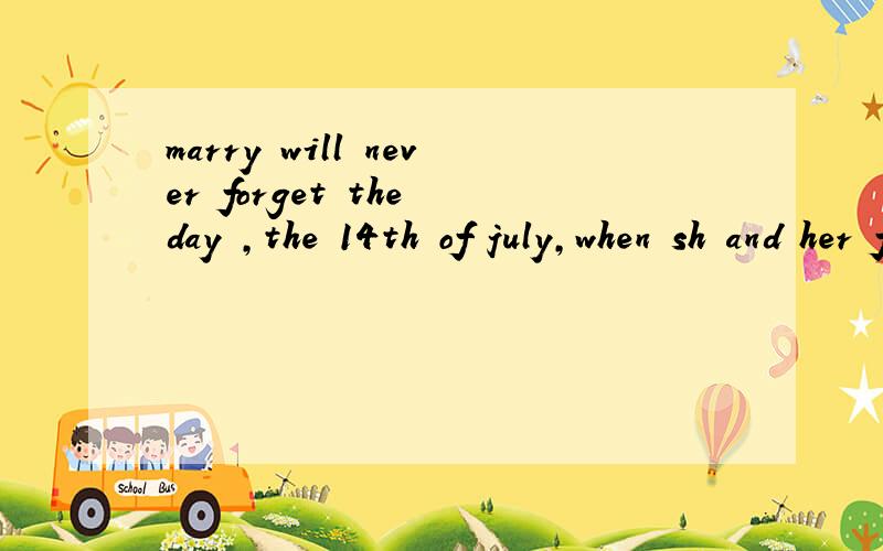marry will never forget the day ,the 14th of july,when sh and her family were___ a picnic and ben.连下去her three years old son ran  across the b______ road nearby.a truck was coming towards him very f______.
