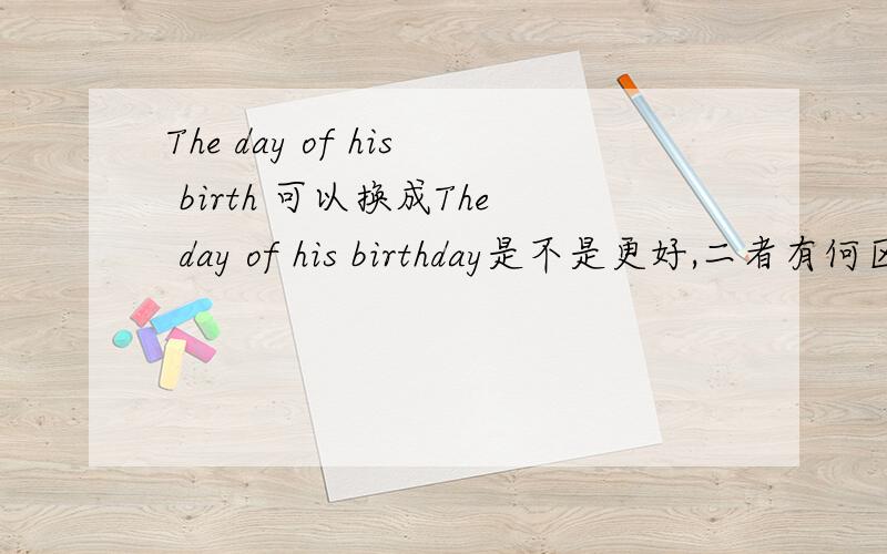 The day of his birth 可以换成The day of his birthday是不是更好,二者有何区别?