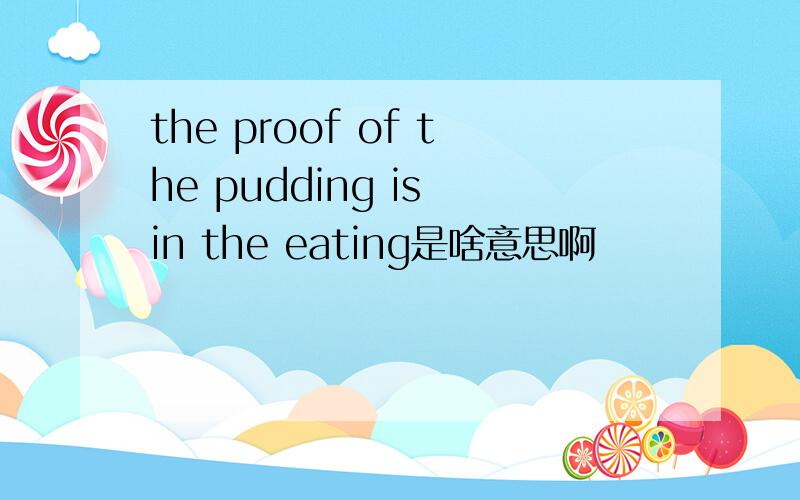 the proof of the pudding is in the eating是啥意思啊