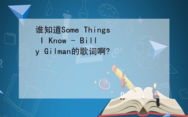 谁知道Some Things I Know - Billy Gilman的歌词啊?