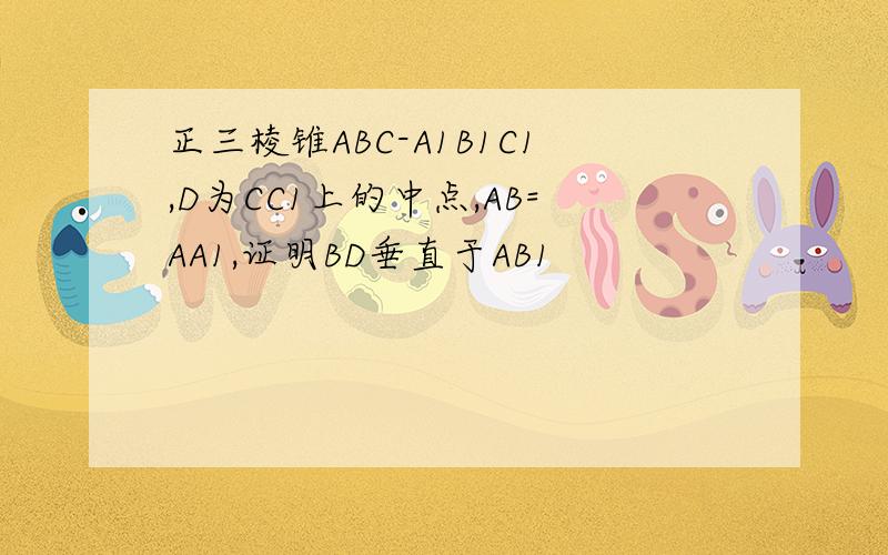 正三棱锥ABC-A1B1C1,D为CC1上的中点,AB=AA1,证明BD垂直于AB1