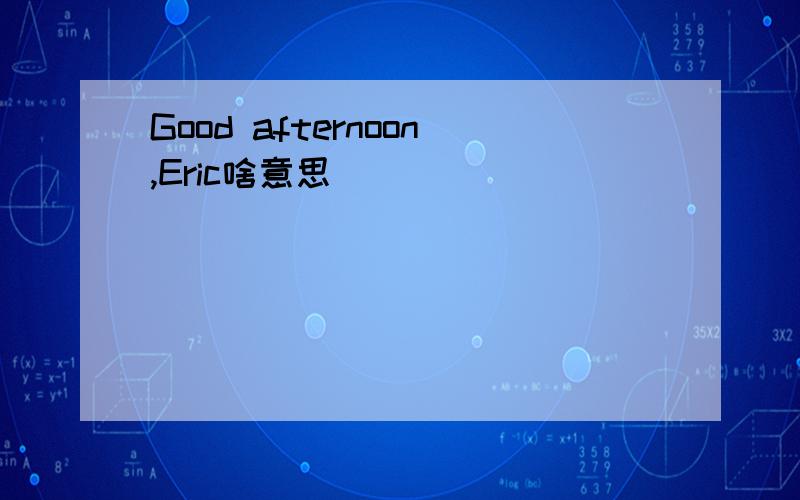 Good afternoon,Eric啥意思