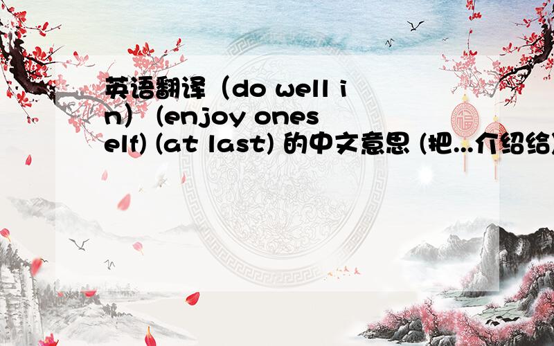 英语翻译（do well in） (enjoy oneself) (at last) 的中文意思 (把...介绍给) 的英文翻译