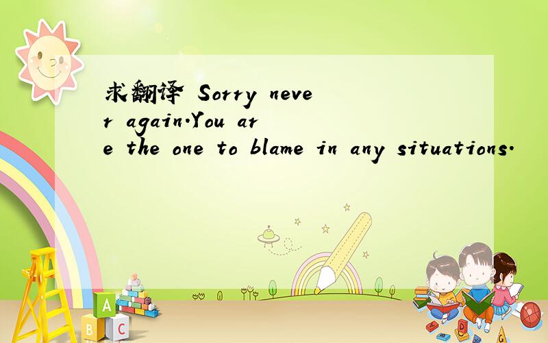 求翻译 Sorry never again.You are the one to blame in any situations.
