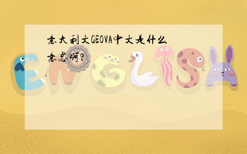 意大利文GEOVA中文是什么意思啊?