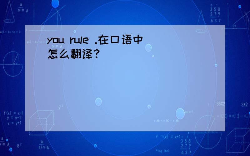 you rule .在口语中怎么翻译?