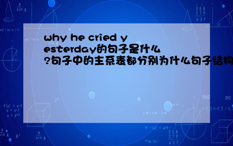 why he cried yesterday的句子是什么?句子中的主系表都分别为什么句子结构是什么
