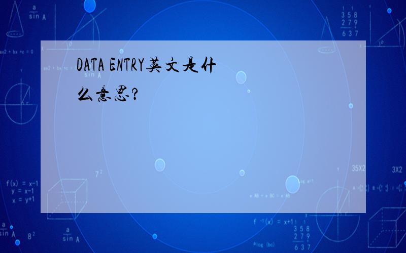 DATA ENTRY英文是什么意思?