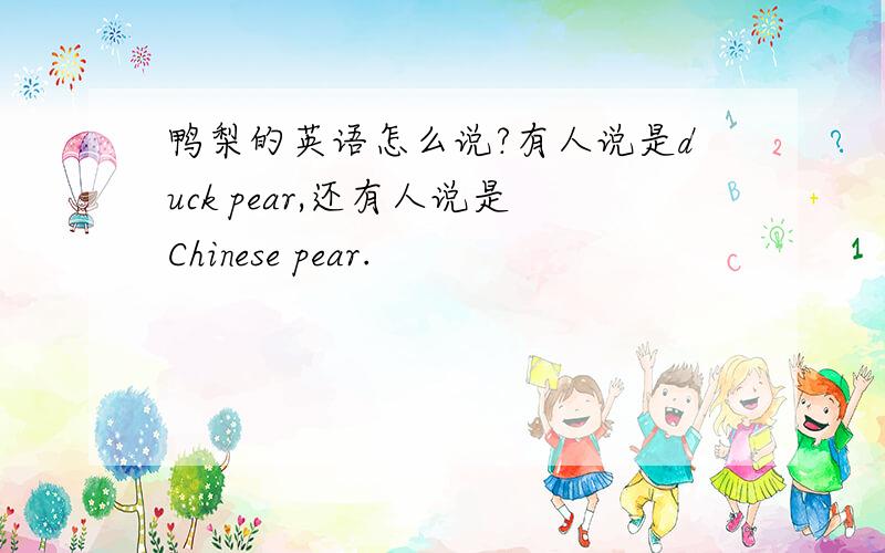 鸭梨的英语怎么说?有人说是duck pear,还有人说是Chinese pear.