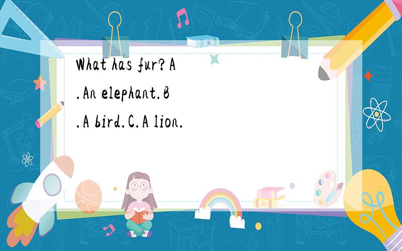 What has fur?A.An elephant.B.A bird.C.A lion.