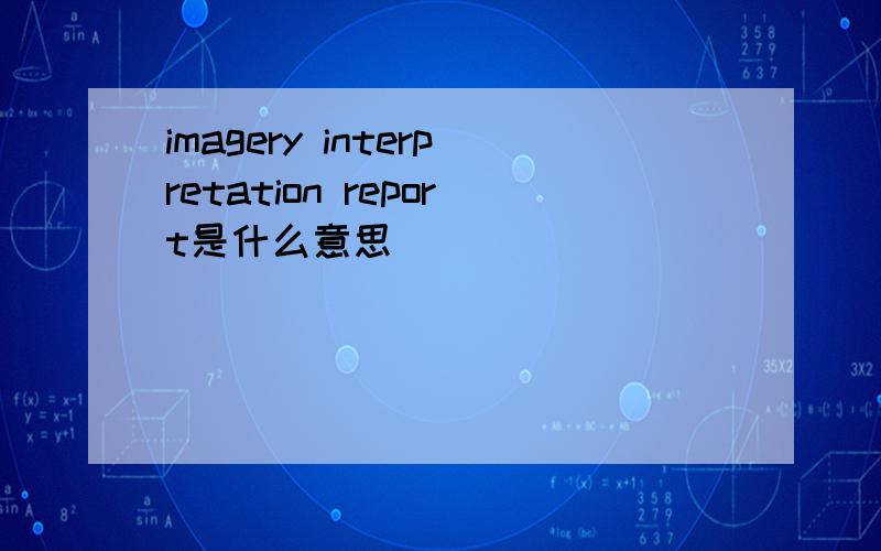 imagery interpretation report是什么意思