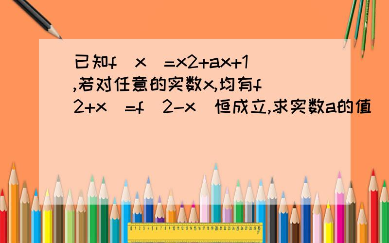 已知f(x)=x2+ax+1,若对任意的实数x,均有f(2+x)=f(2-x)恒成立,求实数a的值