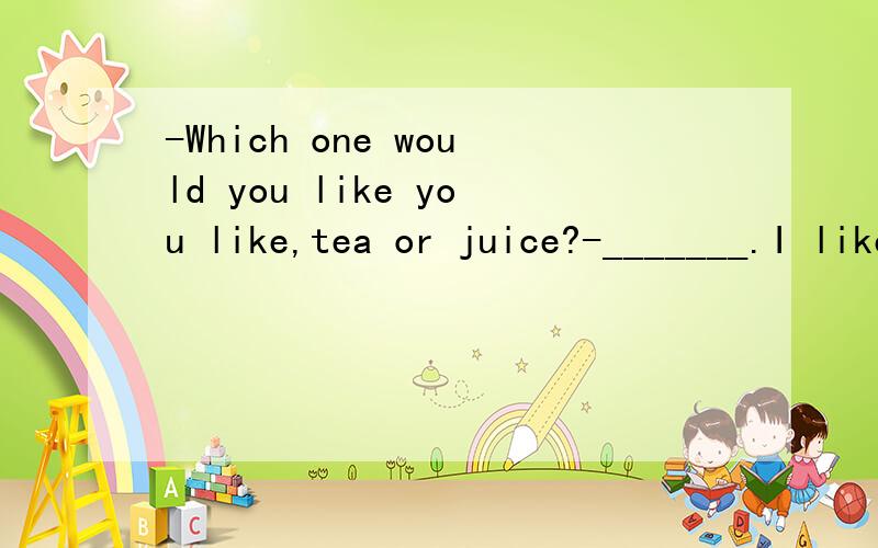-Which one would you like you like,tea or juice?-_______.I like coffeeA.Neither B.None C.Either D.No one