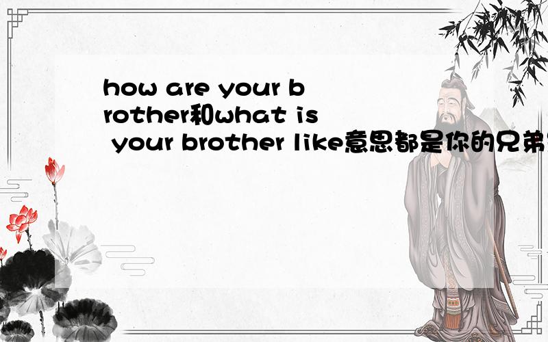 how are your brother和what is your brother like意思都是你的兄弟是个什么样子?两个语句是一样的意思吗?