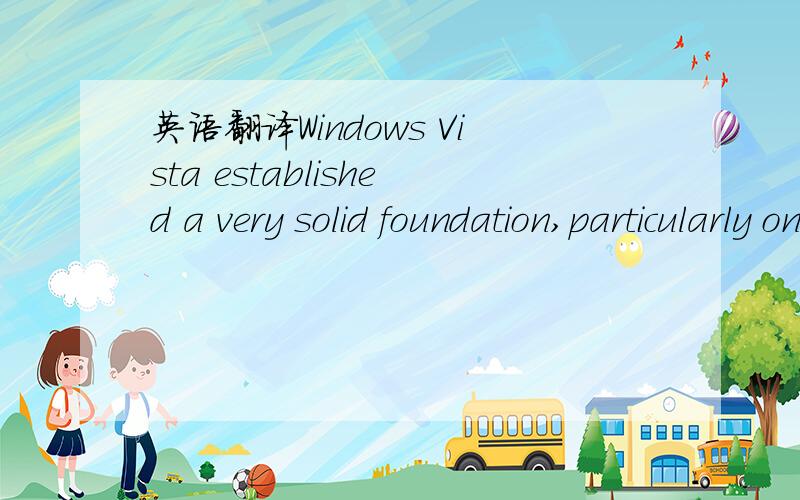 英语翻译Windows Vista established a very solid foundation,particularly on subsystems such as graphics,audio,and storage.Windows Server 2008 was built on that foundation and Windows 7 will be as well.Contrary to some speculation,Microsoft is not c