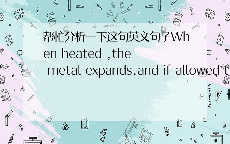帮忙分析一下这句英文句子When heated ,the metal expands,and if allowed to cool it will contractHEATED为什么不能改称being heatedallowed 为什么这么用 allowing呢?