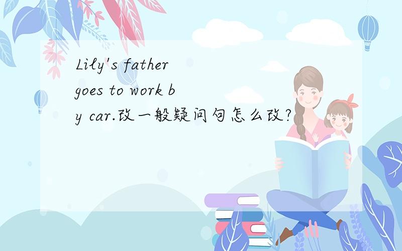 Lily's father goes to work by car.改一般疑问句怎么改?