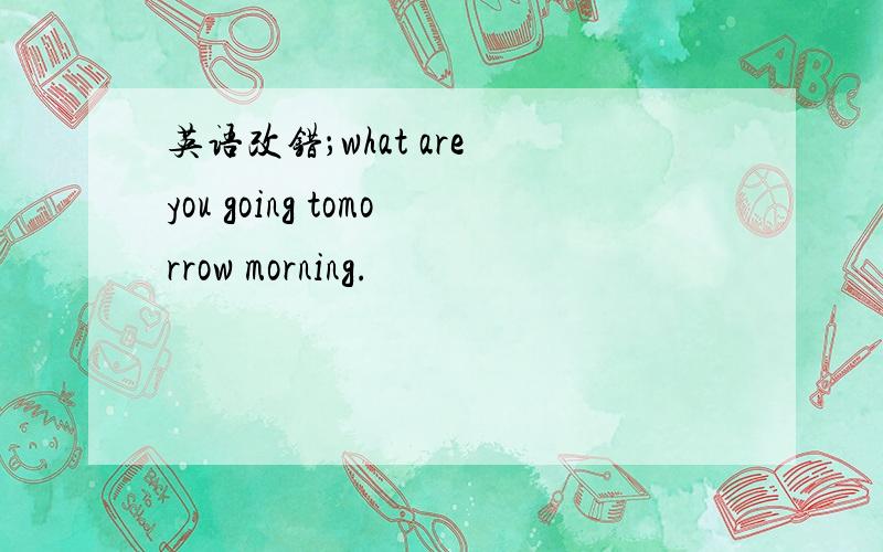 英语改错；what are you going tomorrow morning.