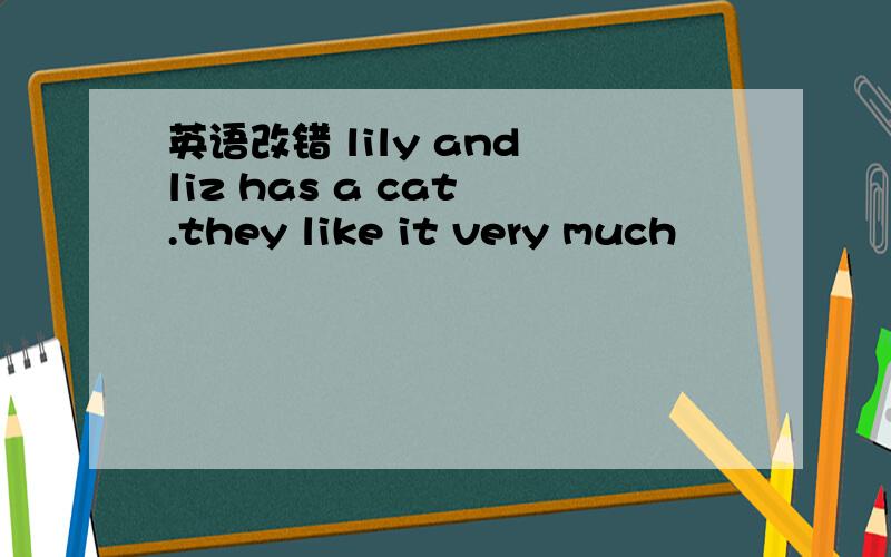英语改错 lily and liz has a cat .they like it very much