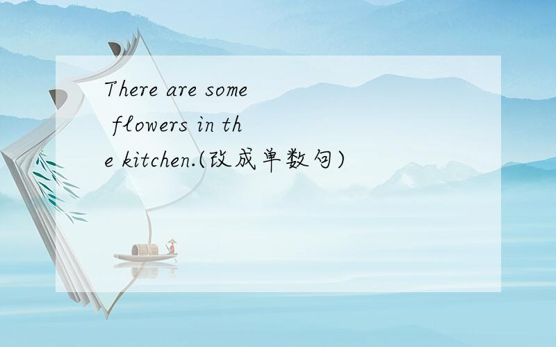There are some flowers in the kitchen.(改成单数句)