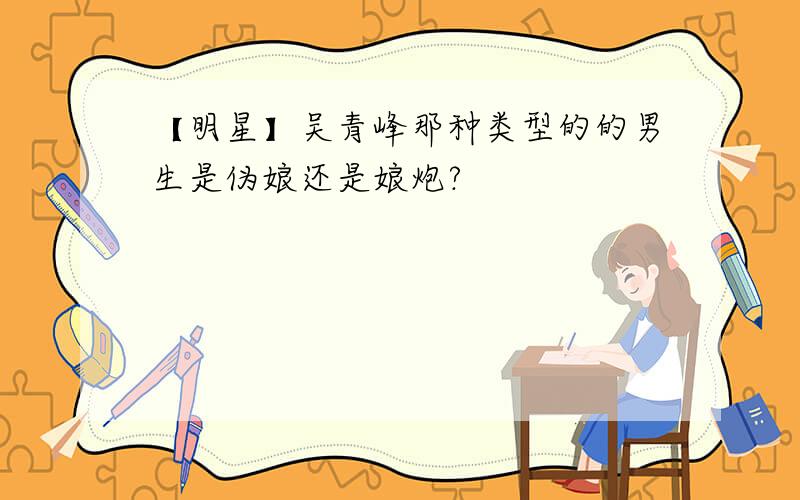 【明星】吴青峰那种类型的的男生是伪娘还是娘炮?