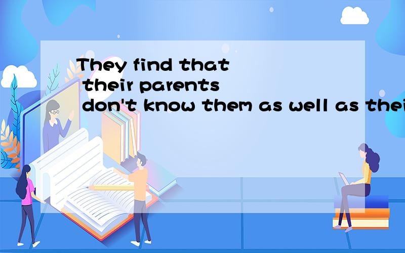 They find that their parents don't know them as well as their friends do.的同义句是什么?They find that their friends know them ___ ___ their parents do .在空格里填上答案