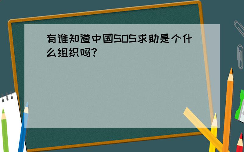 有谁知道中国SOS求助是个什么组织吗?